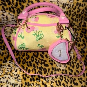 NWT Viral Juicy Couture Exclusive Yellow Iris Multi Retro Cherry Satchel